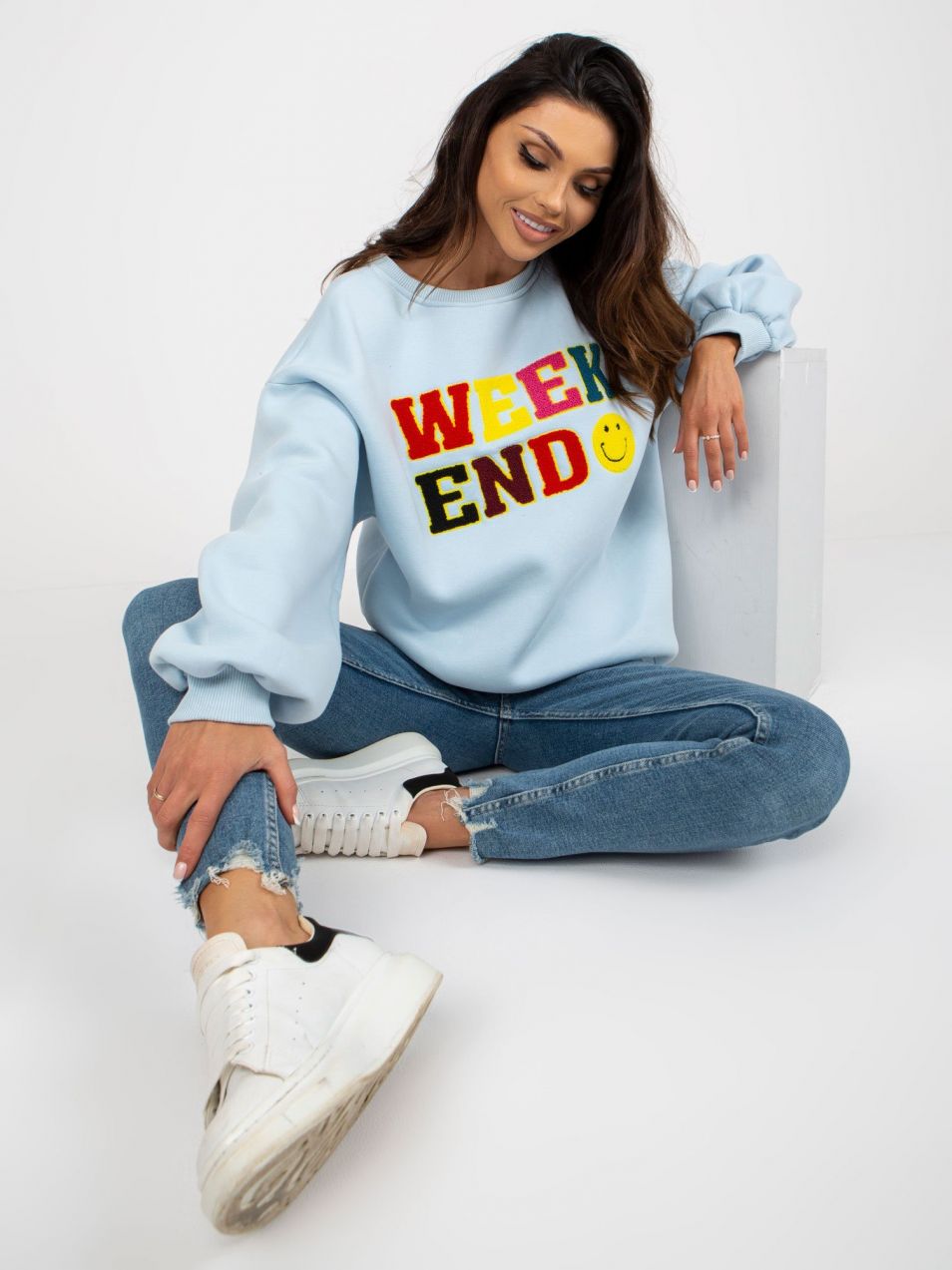 Light blue hoodie with patches