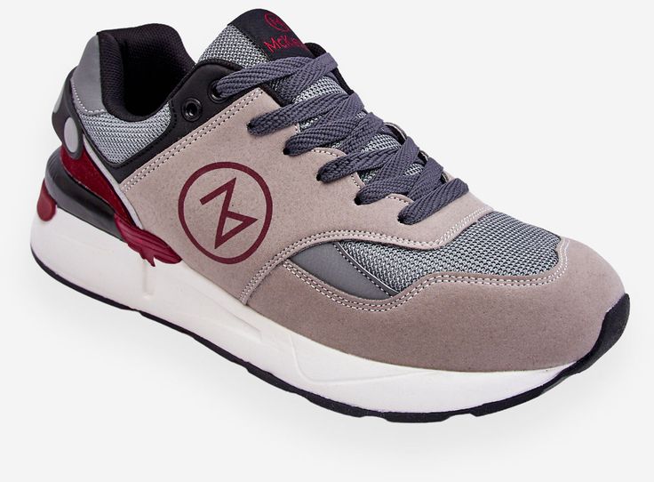 Men's lace-up sports shoes grey and black Stephen