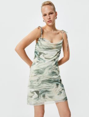 Koton Turndown Collar Thin Strap Dress Bow Detailed