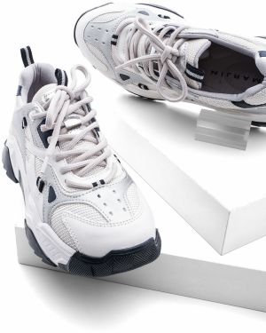 Marjin Women's High-Sole Sneaker Lace-Up Sneakers Virez Silver.