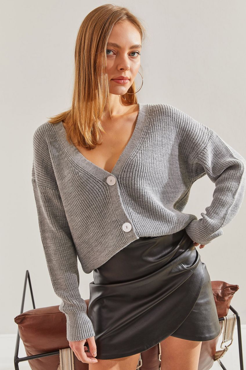 Bianco Lucci Women's Buttoned Knitwear Cardigan
