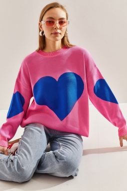 Bianco Lucci Women's Heart Printed Knitwear Sweater