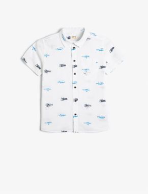 Koton Shirt Short Sleeve Cotton Printed Pocket Detail