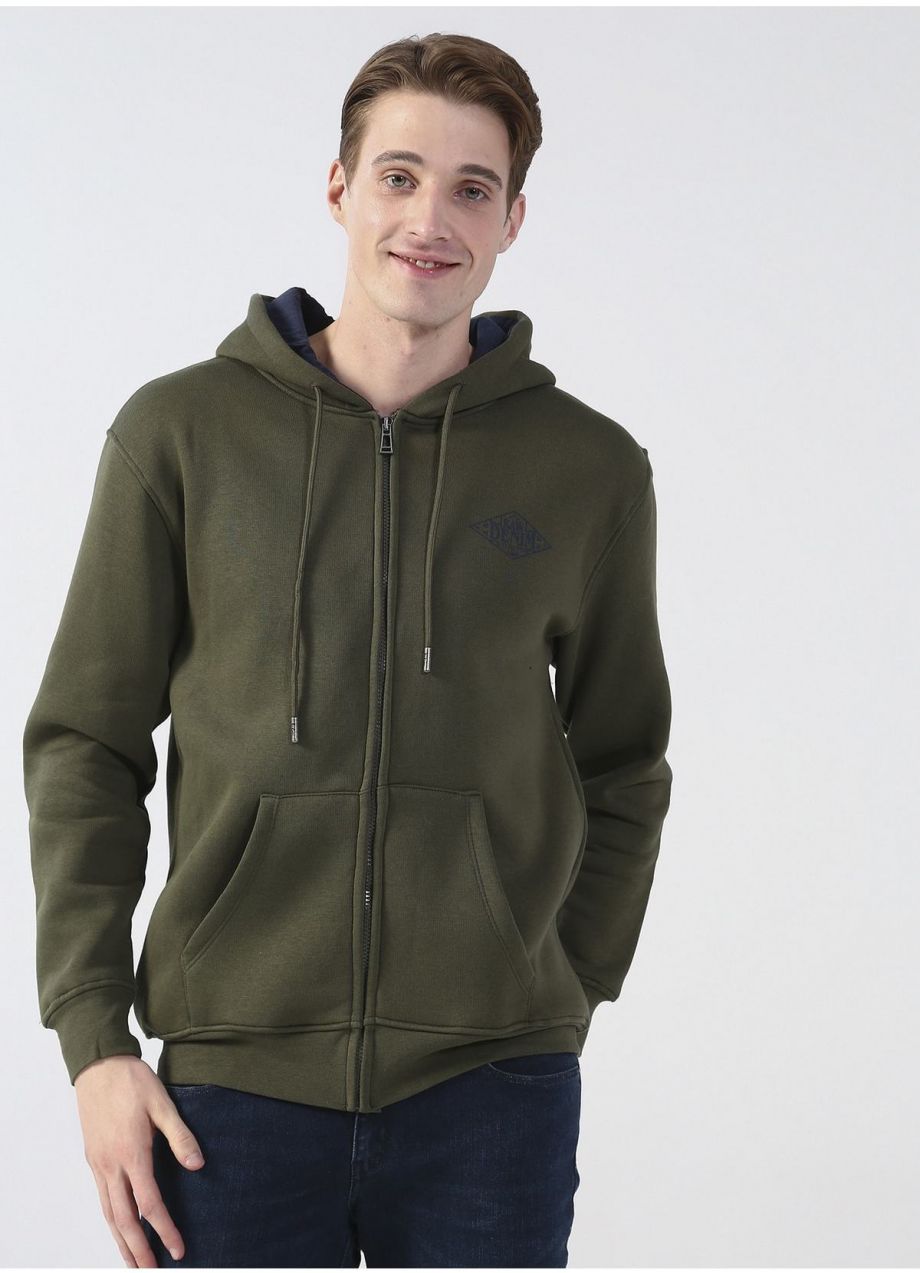 Pánska mikina s kapucňou Lee Cooper v khaki farbe 231 Lcm 241023 Pauls Khaki