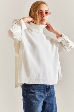 Bianco Lucci Women's Turtleneck Belt Tie Knitwear Sweater