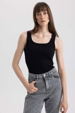 DEFACTO Slim Fit okrúhly výstrih rebrovaný tielko