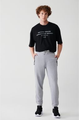 Avva Men's Gray Laced Leg Elastic Cotton Breathable Regular Fit Jogger Sweatpants