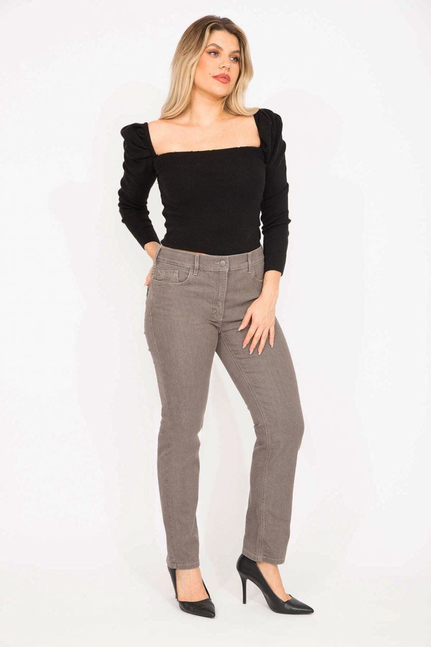 Şans Women's Plus Size Mink Jeans With Elastic Detail On The Back Belt, 5 Pockets