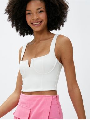 Koton Crop Bustier Underwire Square Collar Window Detailed.