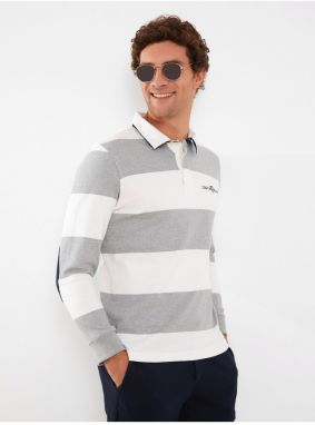 LC Waikiki pánske polo výstrih dlhý rukáv pruhovaná mikina