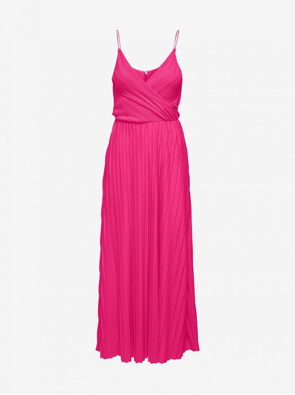 Tmavo ružová Dámske plisované MaxiDRESS ONLY Elema - ŽENY