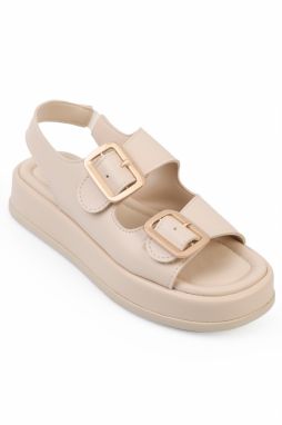 Capone Outfitters Women's Wedge Heel Double Strap Buckle Sandals