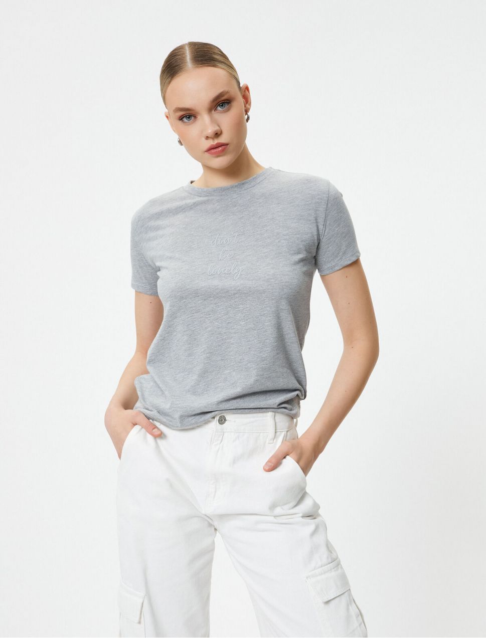 Koton Printed T-Shirt, Crew Neck Short Sleeved