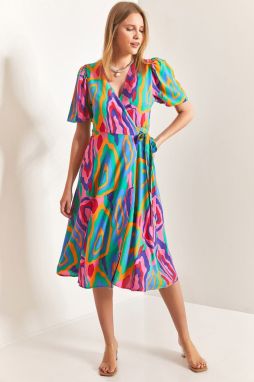 Bianco Lucci Women's Patterned Belted Wrap Dress