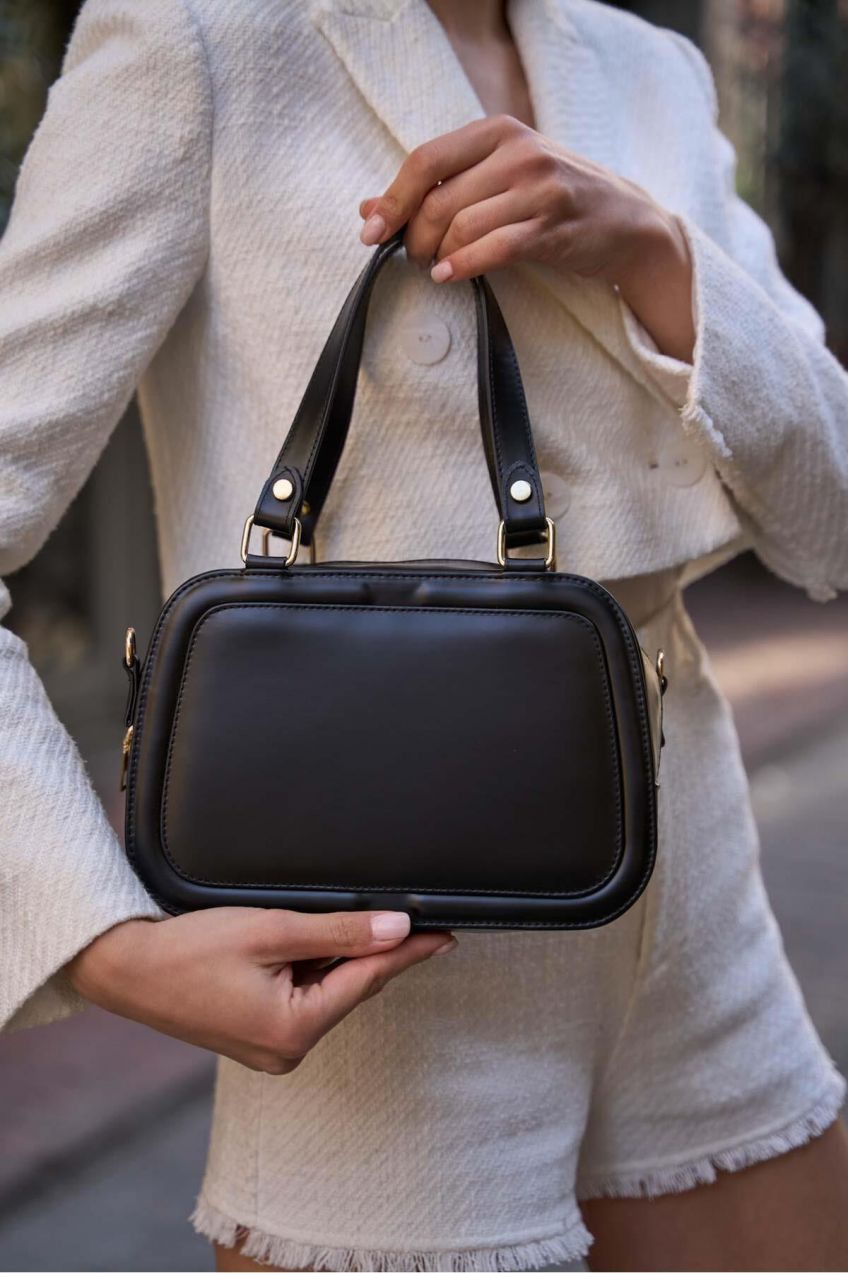 Madamra Black Women's Patent Leather Hand and Shoulder Bag
