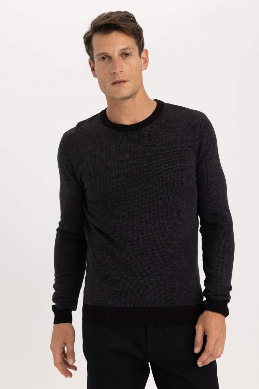 DEFACTO Standard Fit Crew Krk Pletený pulóver