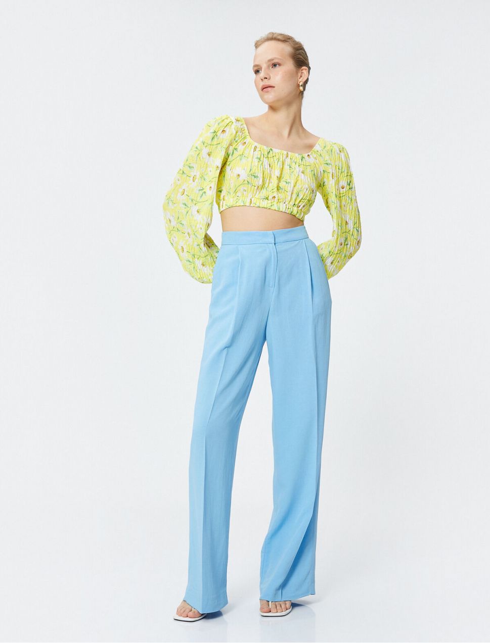 Koton Linen Blended Wide Leg Trousers