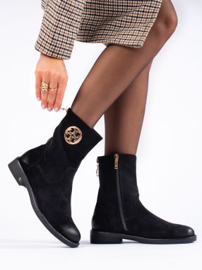 Shelvt Potocki women's black suede ankle boots