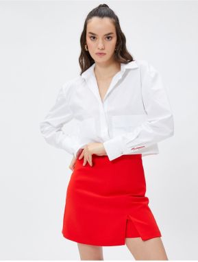 Koton Crop Košeľa s vreckom a dlhými rukávmi