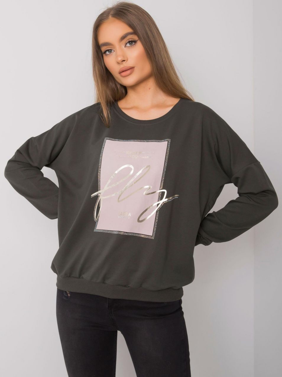 Dark Khaki Sweatshirt for Women with Salisbury print