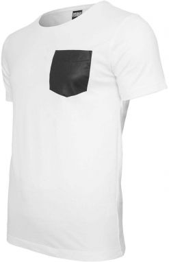 Pocket T-shirt made of synthetic leather wht/blk