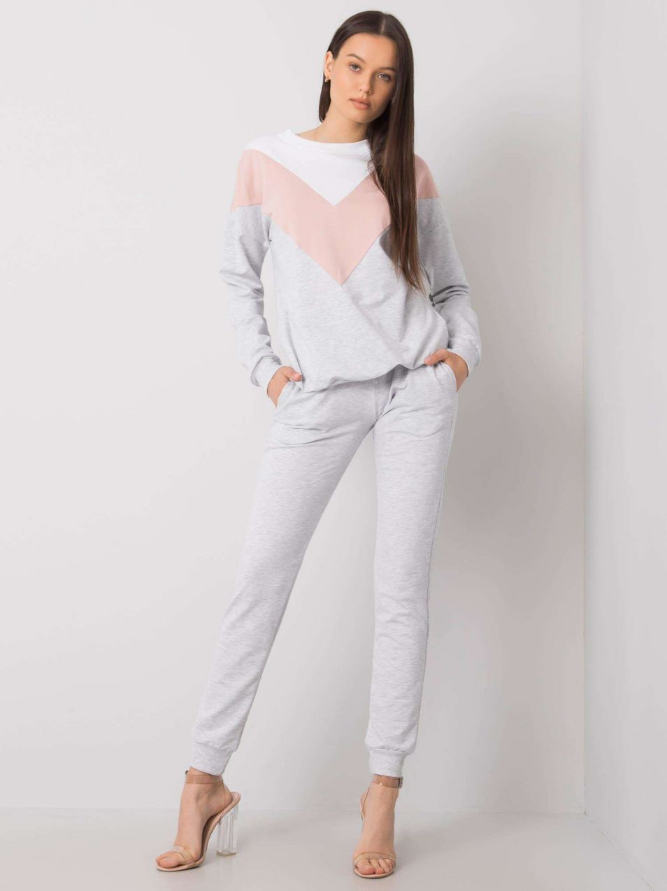 White and pink women's two-piece set