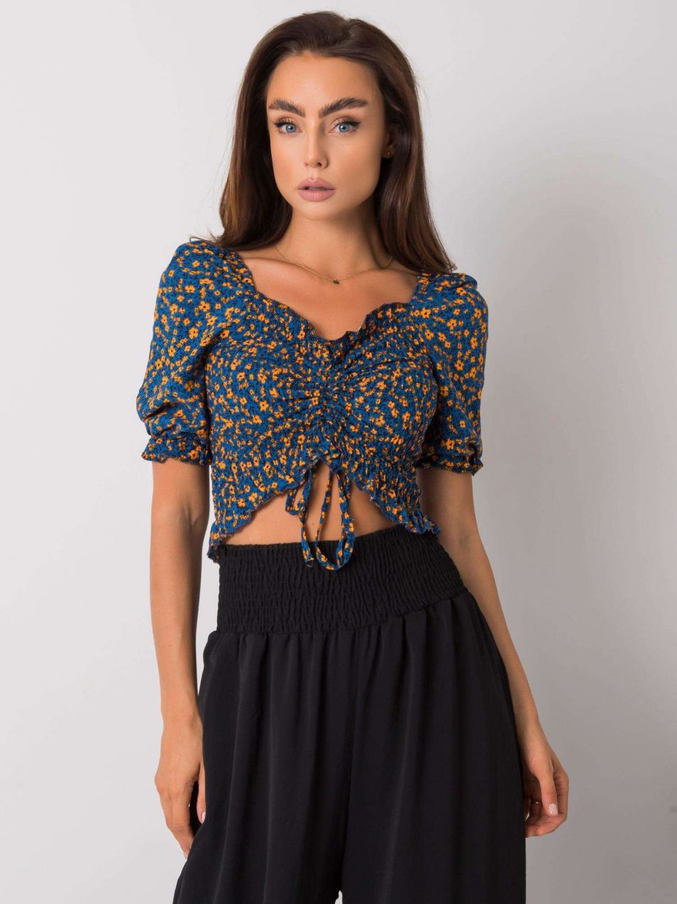 Blue blouse with ruffles Laria RUE PARIS