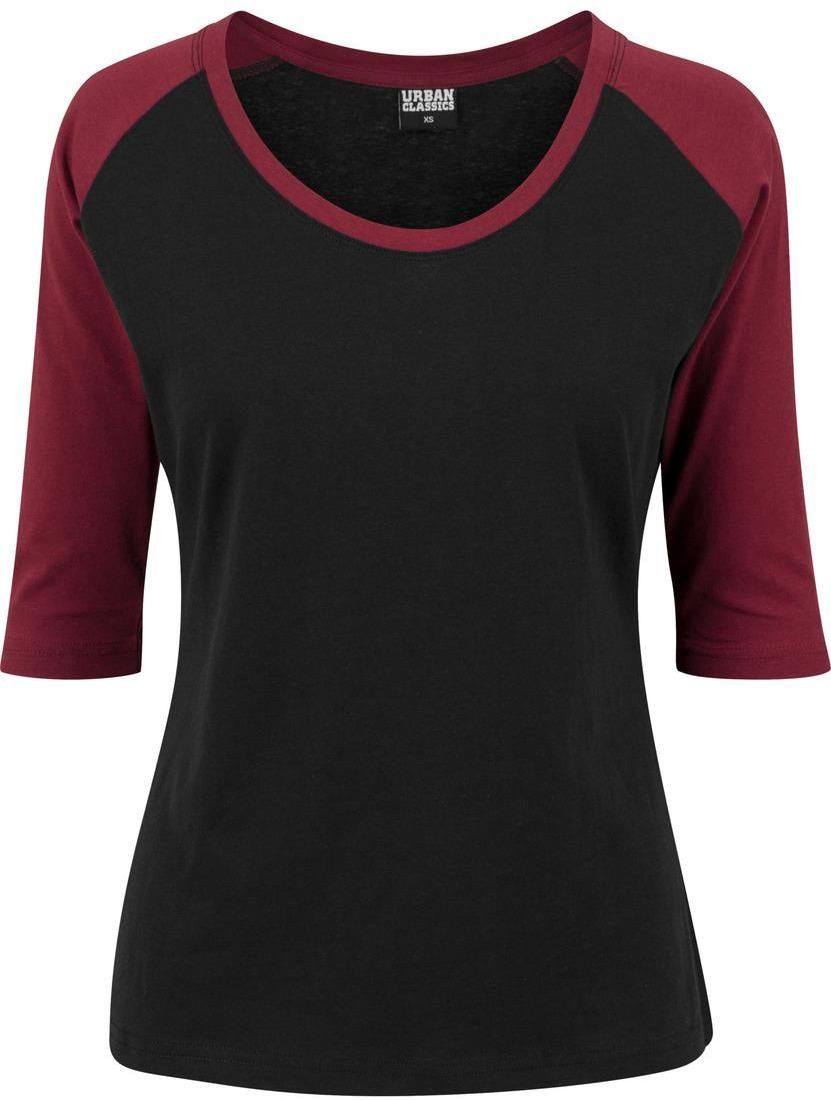 Women's 3/4 contrast raglan t-shirt blk/burgundy