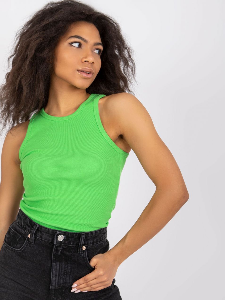Green ribbed top for wide shoulder straps Eston RUE PARIS