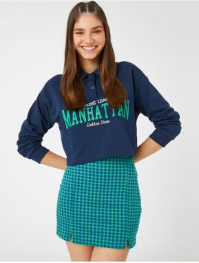 Koton Mini Skirt with Slit Detail on the Sides, Crowbar Pattern.