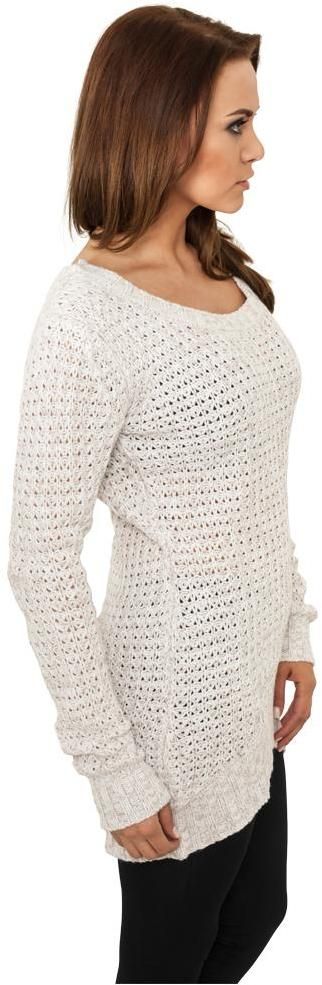 Women's Sweater with Long Wide Neckline UC - White