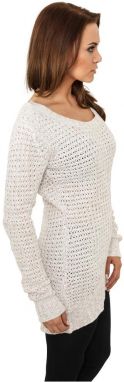 Women's Sweater with Long Wide Neckline UC - White