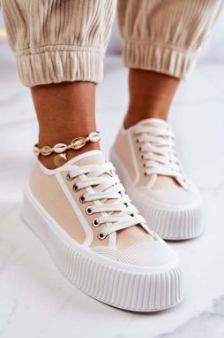 Low sneakers on the platform of beige Mischa