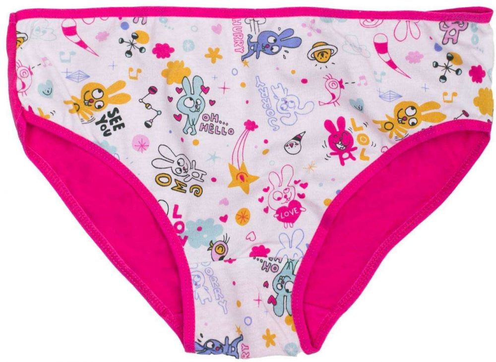 White and pink panties for a girl with colorful patterns
