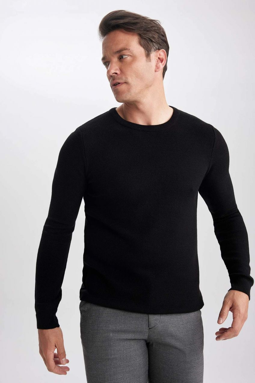 DEFACTO Slim Fit Crew Krk pulóver