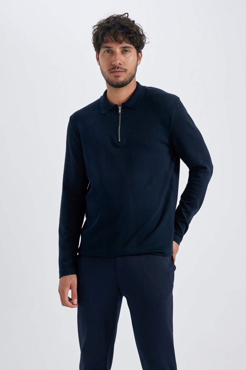 DEFACTO Slim Fit Pulóver s Polo Golierom