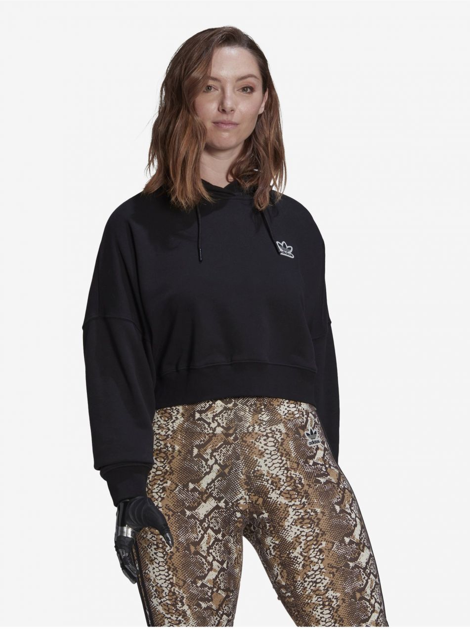 Čierna dámska cropped mikina s kapucňou adidas Originals
