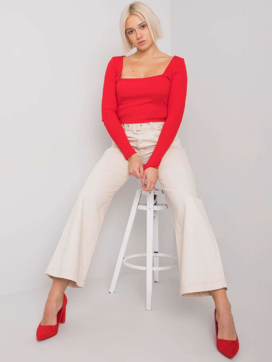 Beige jeans Geneva RUE PARIS with belt