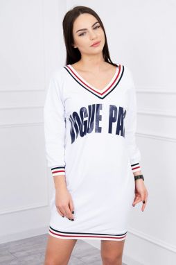 V-Necked Dress Paris white+navy blue