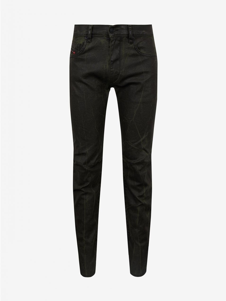 Zeleno-šedé pánske vzorované skinny fit rifle Diesel Strukt
