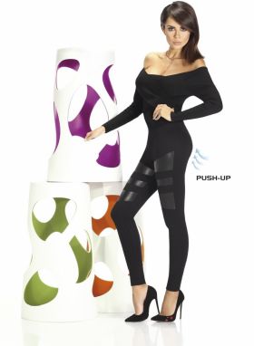 Bas Bleu MARCELLA women's leggings with Push-Up effect and leather inserts