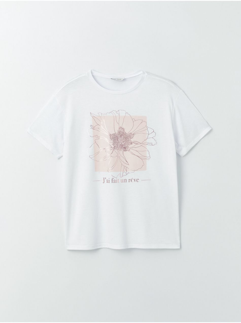 LC Waikiki Women's Crew Neck Printed Short Sleeved T-Shirt