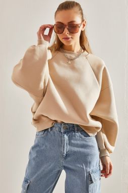 Bianco Lucci Women's Three Thread Raised Oversize Sweatshirt