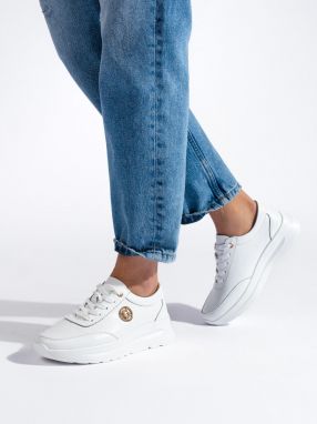 Shelvt White Leather Trainers