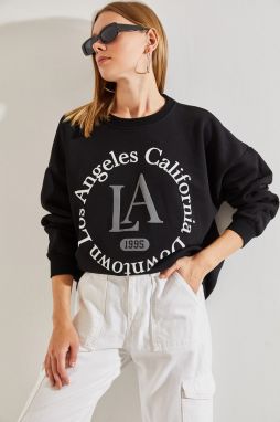 Bianco Lucci Women's La Printed Three Thread Raised Sweatshirt