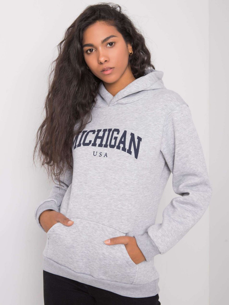 Women's kangaroo sweatshirt RUE PARIS Gray melange