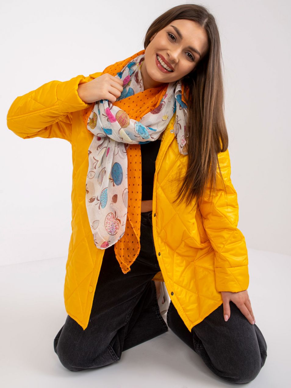 White-orange scarf with print