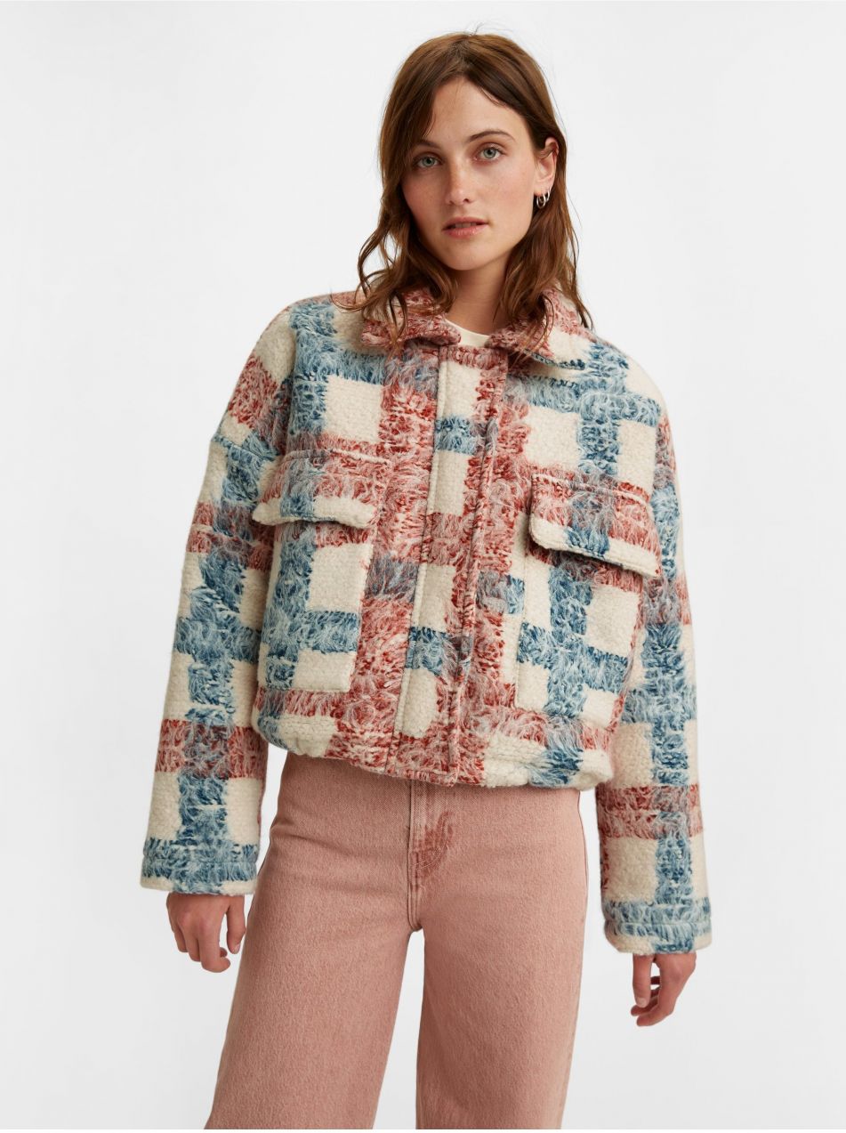 Béžová dámska kockovaná bunda Levi's® Sherpa