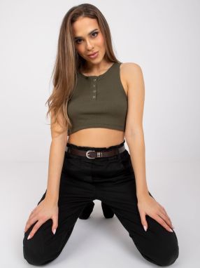 Dark khaki ribbed crop top Riley RUE PARIS