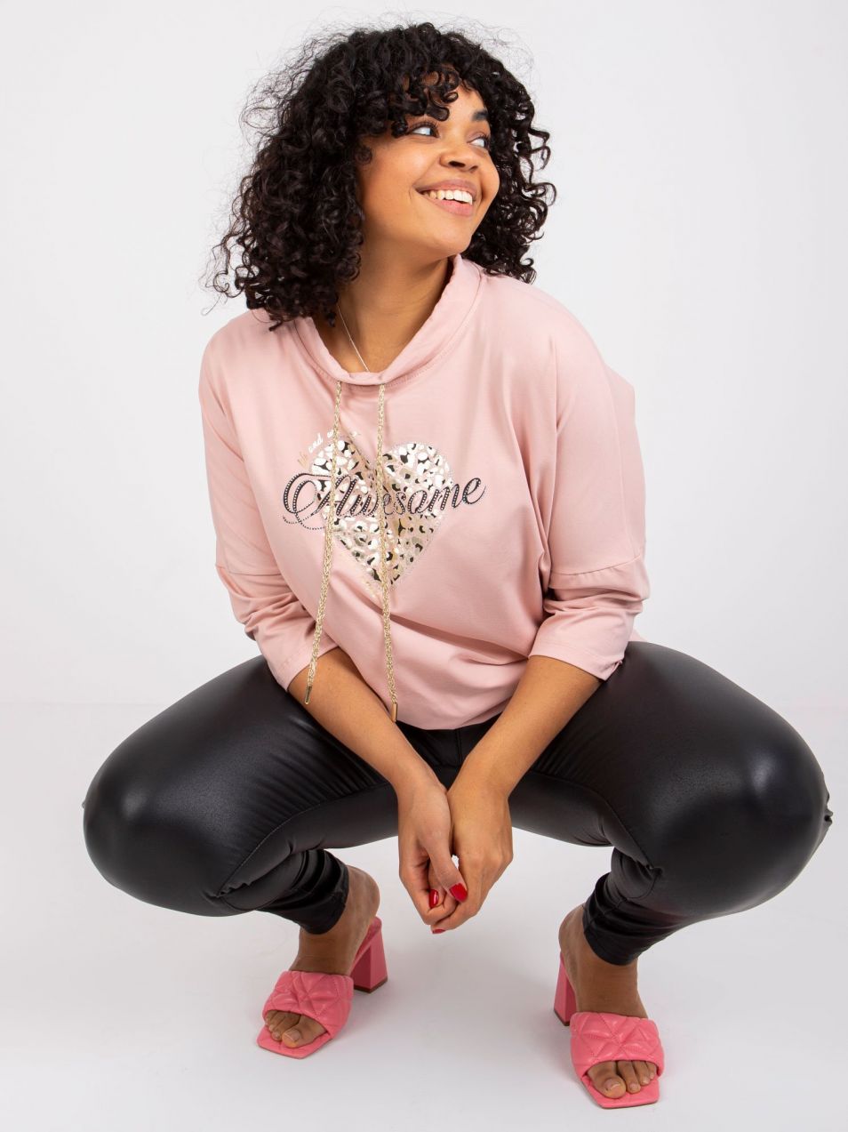 Dusty pink cotton blouse Aileen plus size